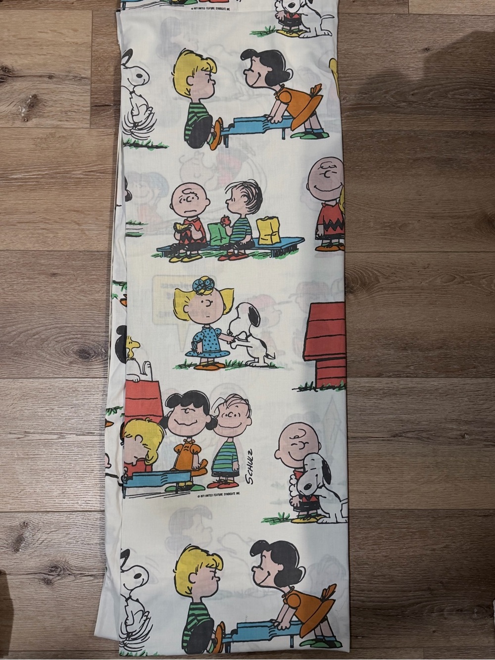 Peanuts Comic Strip White Cotton Blanket with Multicolor Characters # vintage - Picture 2 of 4